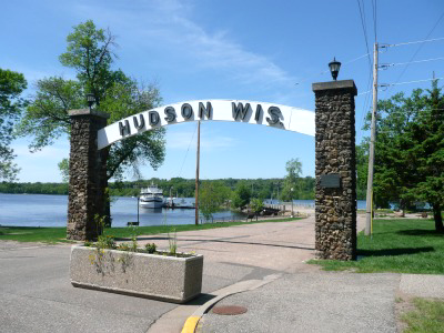 The Hudson Arch on the bank of the St. Croix River in Hudson, WI
