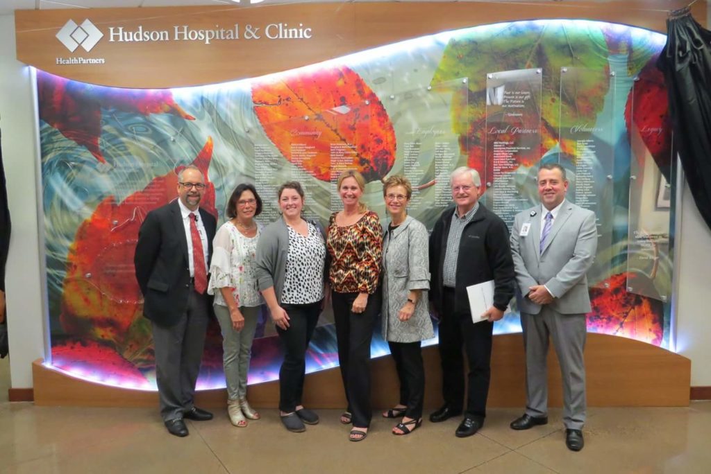 Hudson Hospital & Clinic Realtor Experts with Becky Durham participating at the unveiling of the Gratitude wall ceremony at the Hudson Hospital