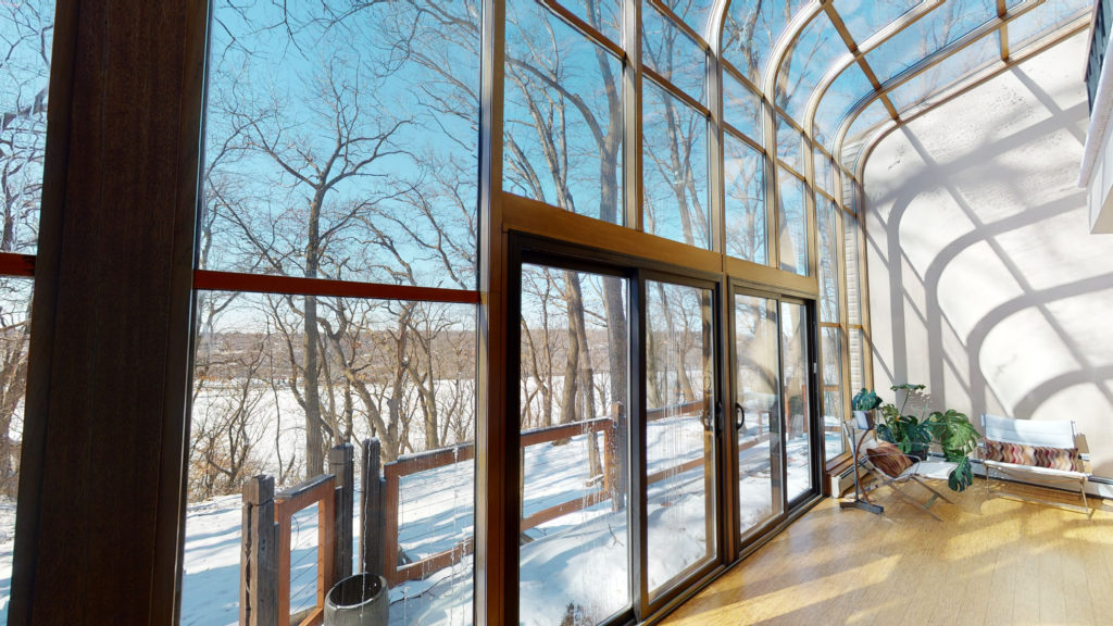 Solarium sun room windows overlooking Stillwater and St. Croix River